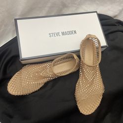 Steve Madden  Mino - R  Blush Rhinestone Flat Dress Sandal