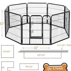 8 WHITE PANEL 32” TALL HEAVY DUTY DOG PLAYPEN NEW