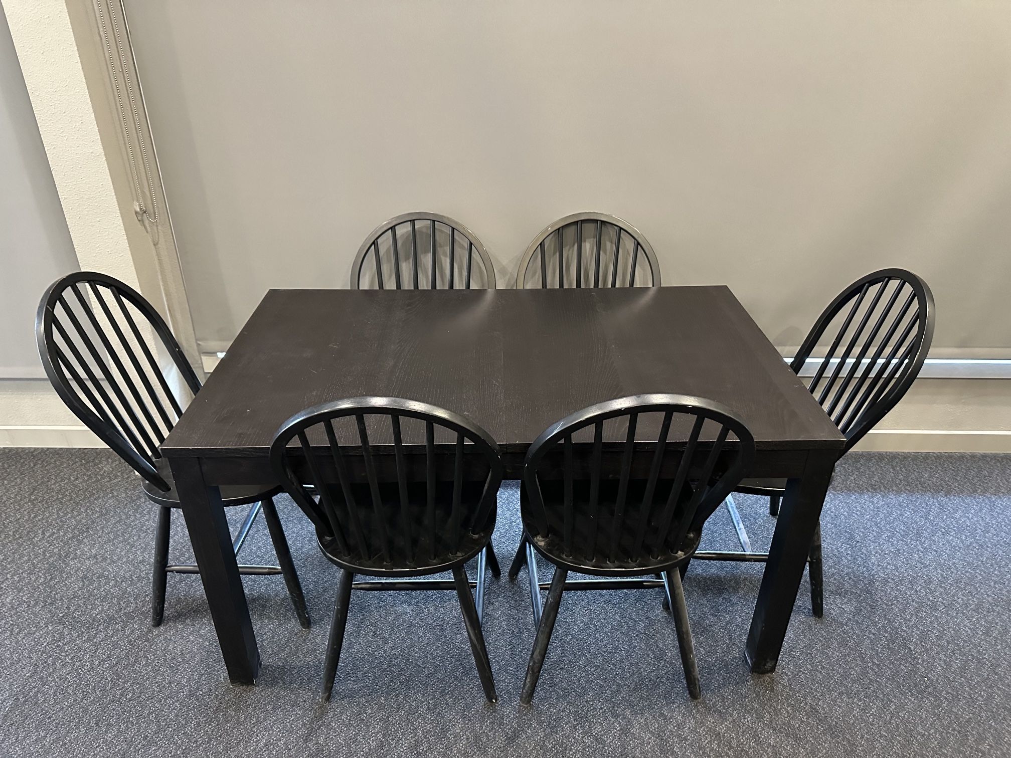 IKEA Black Table And 6 Chairs