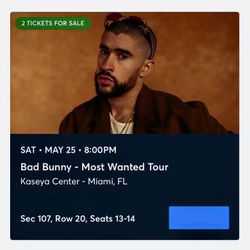 2 Tickets To Bad Bunny Most Wanted Tour 