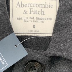 NWT Abercrombie & Fitch Men's Size S Wool-Blend Winter Long Coat Grey