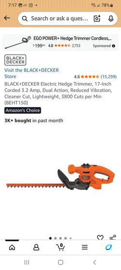 BLACK+DECKER 17-Inch Electric Hedge Trimmer (New)BEHT150