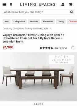 Living Spaces 94” Dining Room Table Set