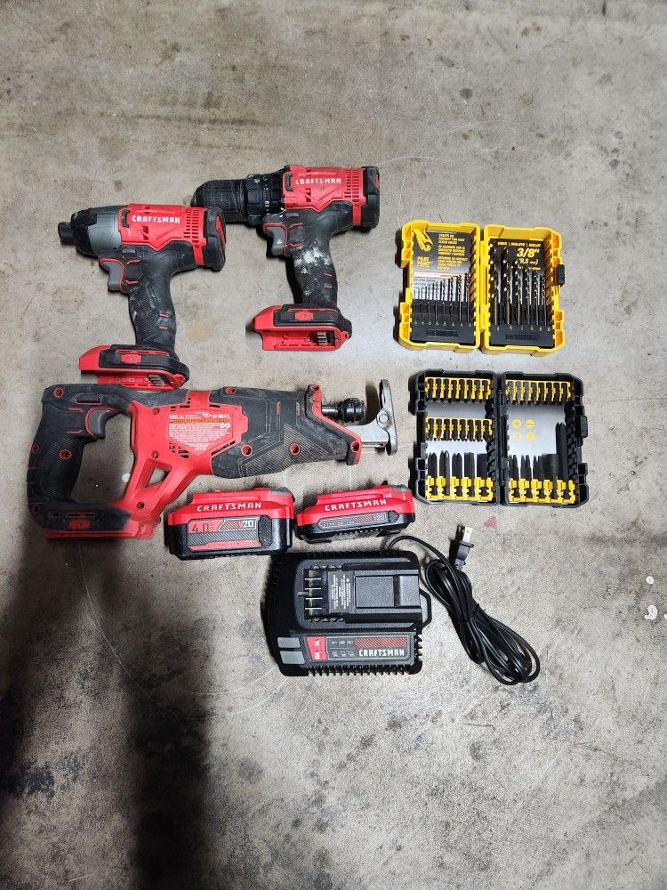 Craftsman 20v Tool Set And Dewalt Bits