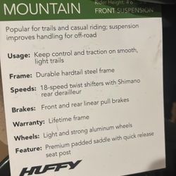 Huffy 18inch, Mountain Bike