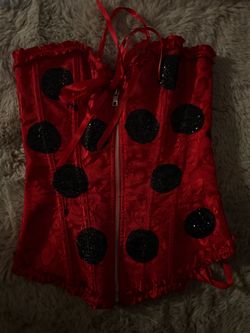 Red Polka Dot Corset Top xs