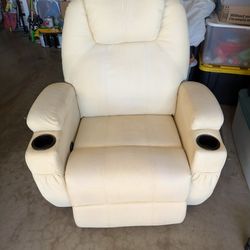 Leather Swivel Recliner with Heated Massage 