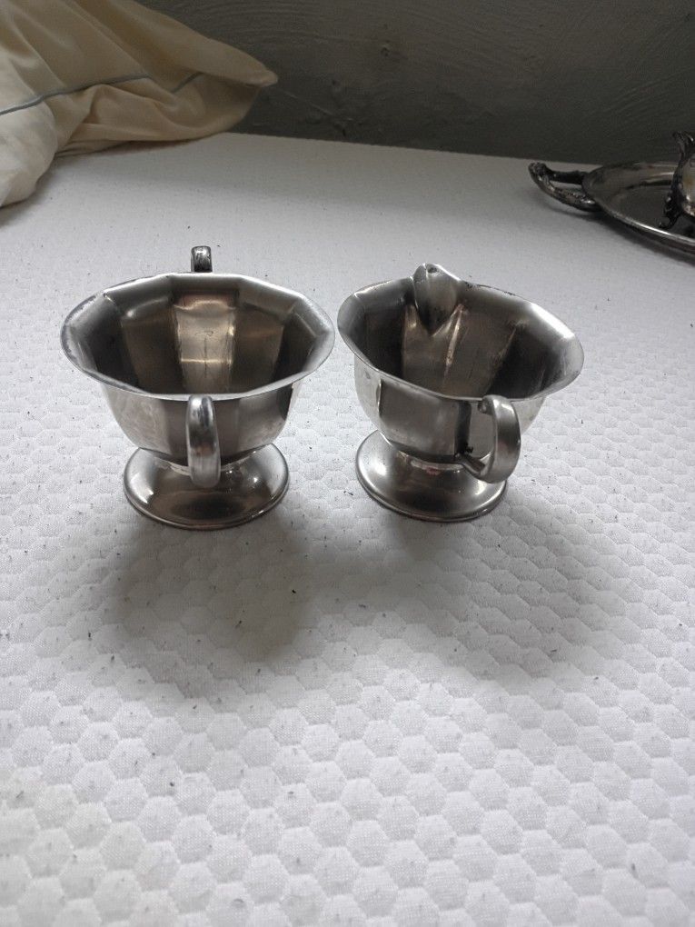 Old English Pewter Cream And Sugar Servers
