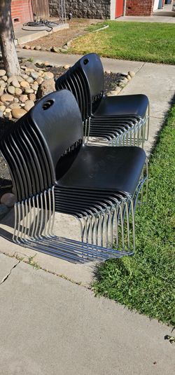 SET OF 21 BLACK STACKING CHAIRS