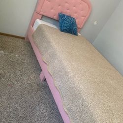 Pink furry twin bed set