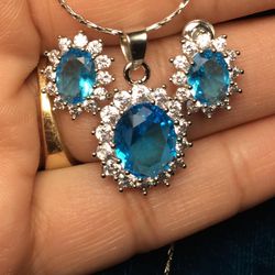 18k Gold Plated Over Sterling Silver Jewelry Set 