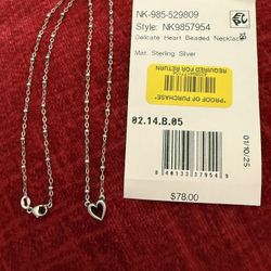 James Avery Sterling Silver Beaded Heart 18” Necklace