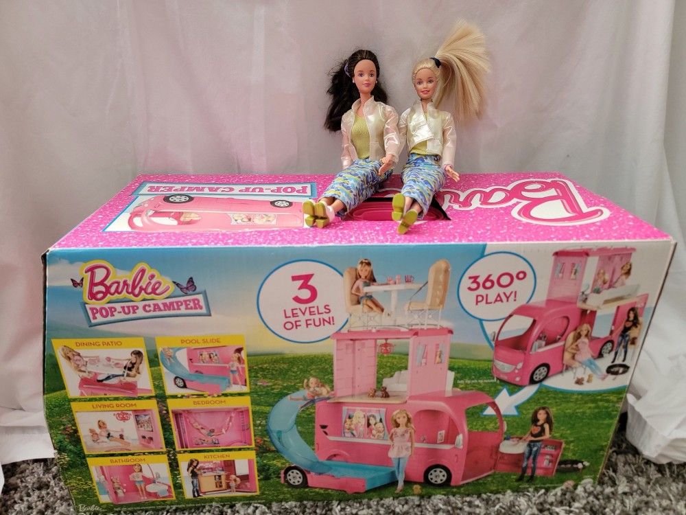 BARBIE POP-UP Camper WITH 2 Barbies NEW $50