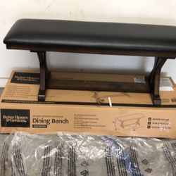 New In the box black leather with brown wood dining table bench