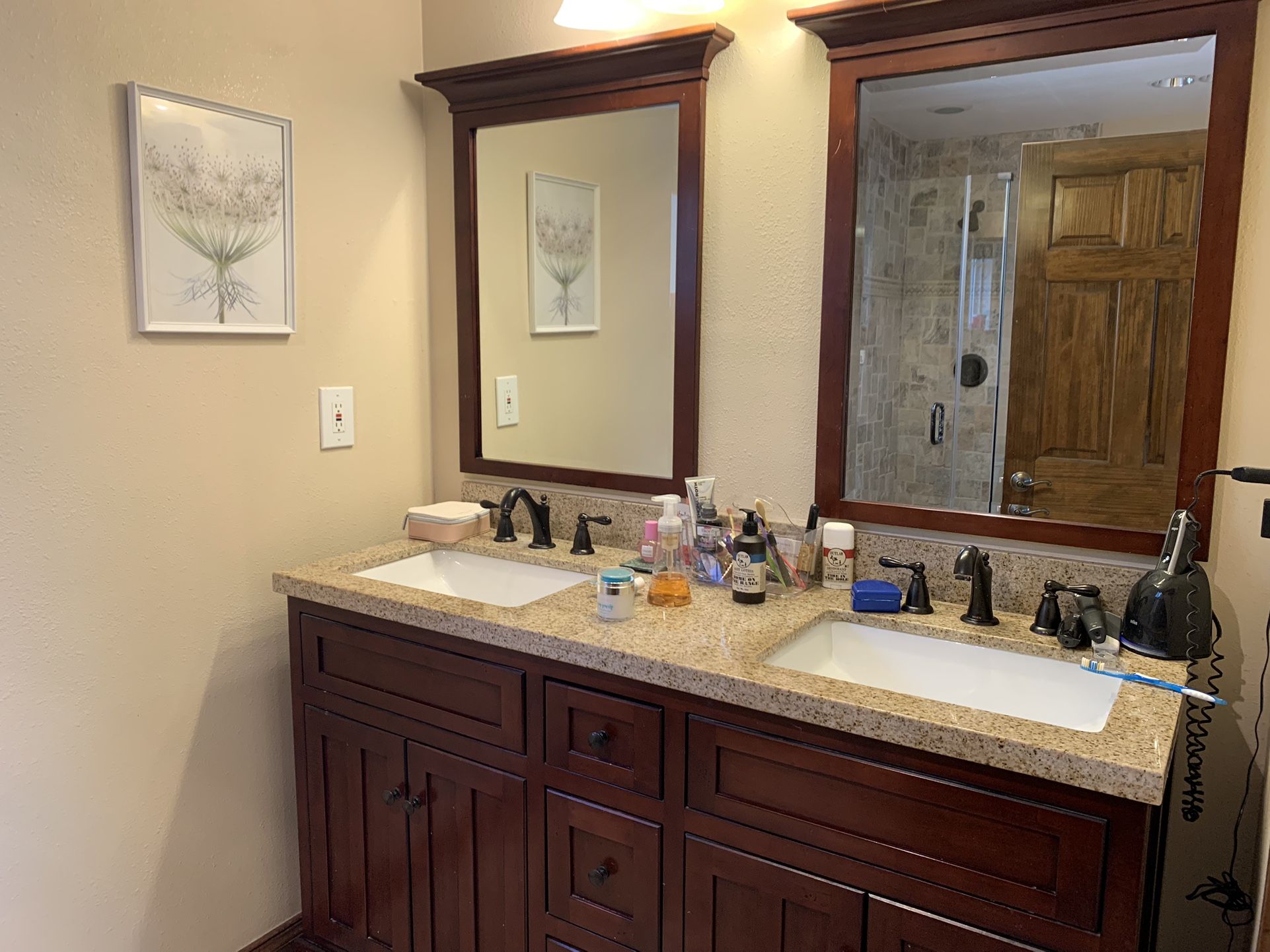2 Brown Cherry Bathroom Vanity Mirrors