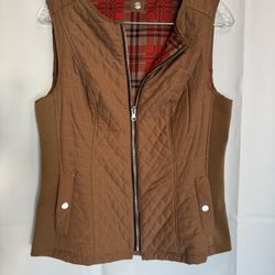 Renuar Vest Double Sided Reversible Quilted Outdoor Gorpcore Woodland Chores Med  No size or material tags, so size medium based on measurements as sh