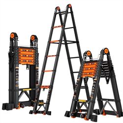 Stepladders Portable Telescoping Extension Ladder,Aluminum Telescopic Ladders,for Outdoor Indoor Use 330 Lb Capacity(Size:Herringbone ladder 4.7+4.7m)