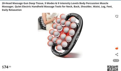 Ziumrw 20-Head Massage Gun Deep Tissue, 9 Modes & 9 Intensity Levels Body Percussion Muscle Massager, Quiet Electric Handheld Massage Tools for Neck, 