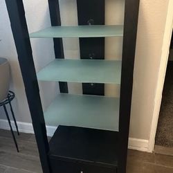 Open Glass And Wood Shelving Units