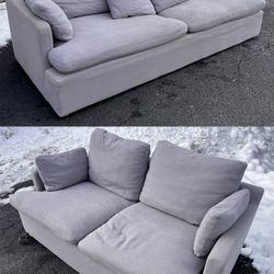 Ashley Furniture Upholstered Cahalan Cloud Sofa & Loveseat Set - Light Gray