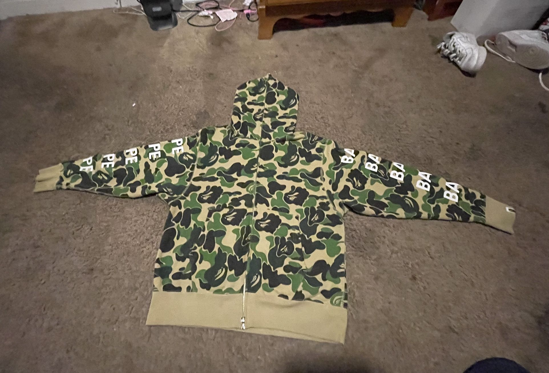A Bathing Ape Full-zipped Hoodie (Green Camo)(No Shark)