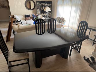 Post Modern Gem Dining Room Rectangular Table Black Lacquer - Pristine Condition!