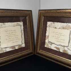 Set of 2 Gold Framed Inspirational Quotes 13x13”