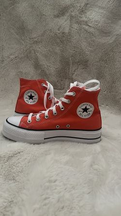 bright orange hightop platform converse