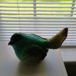 Small Wood Bluebird Figurine Home Decor Fine Detailing