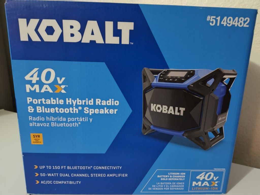 Kobalt 40-volt Water Resistant Cordless Bluetooth Compatibility Jobsite Radio