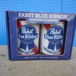 Pabst Blue Ribbon Signature Glassware Set of 2 