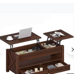 Dark Wood Coffee Table Hidden Compartment 