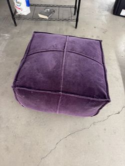 Purple/blue Velvet Square Floor Pouf Ottoman