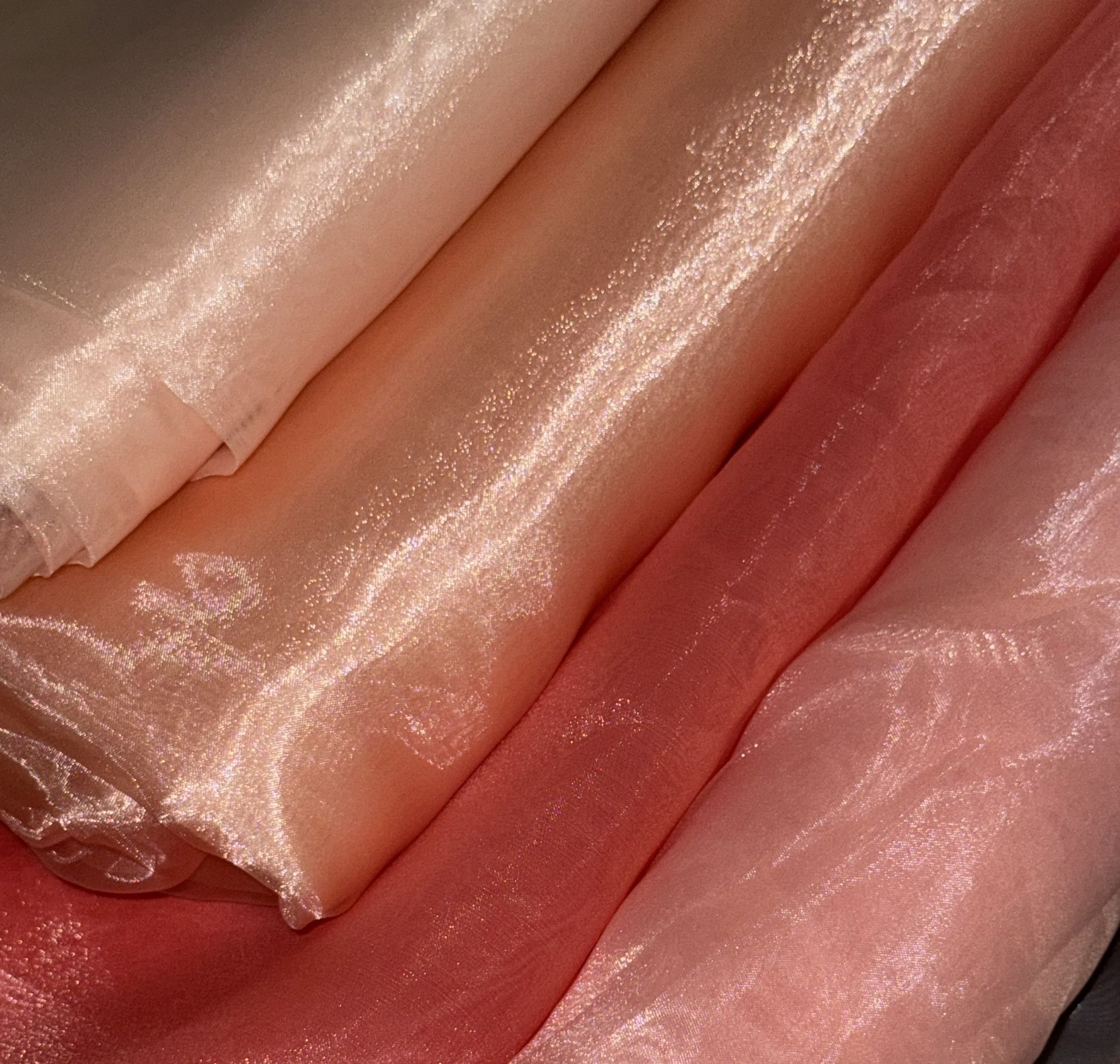 Coral/ Peach Organza Sheer Fabric