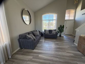 Gray Fabric Sofa and Loveseat Set