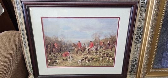Hunting Picture with Dogs and Horses