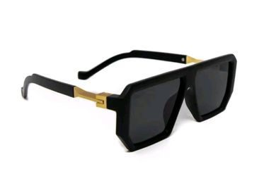 Black and Gold Oversized Square Sunglasses