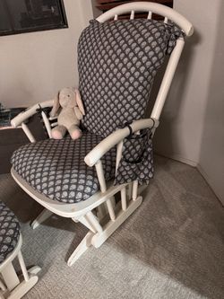 White Wood Rocking Chair with Cushions