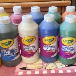12 Small Crayola and 12 Large Colorations Washable tempera paint