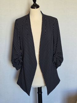 Carolina Belle Montreal Women's Open Front Blazer Black White Polka Dot ~ Size Med.