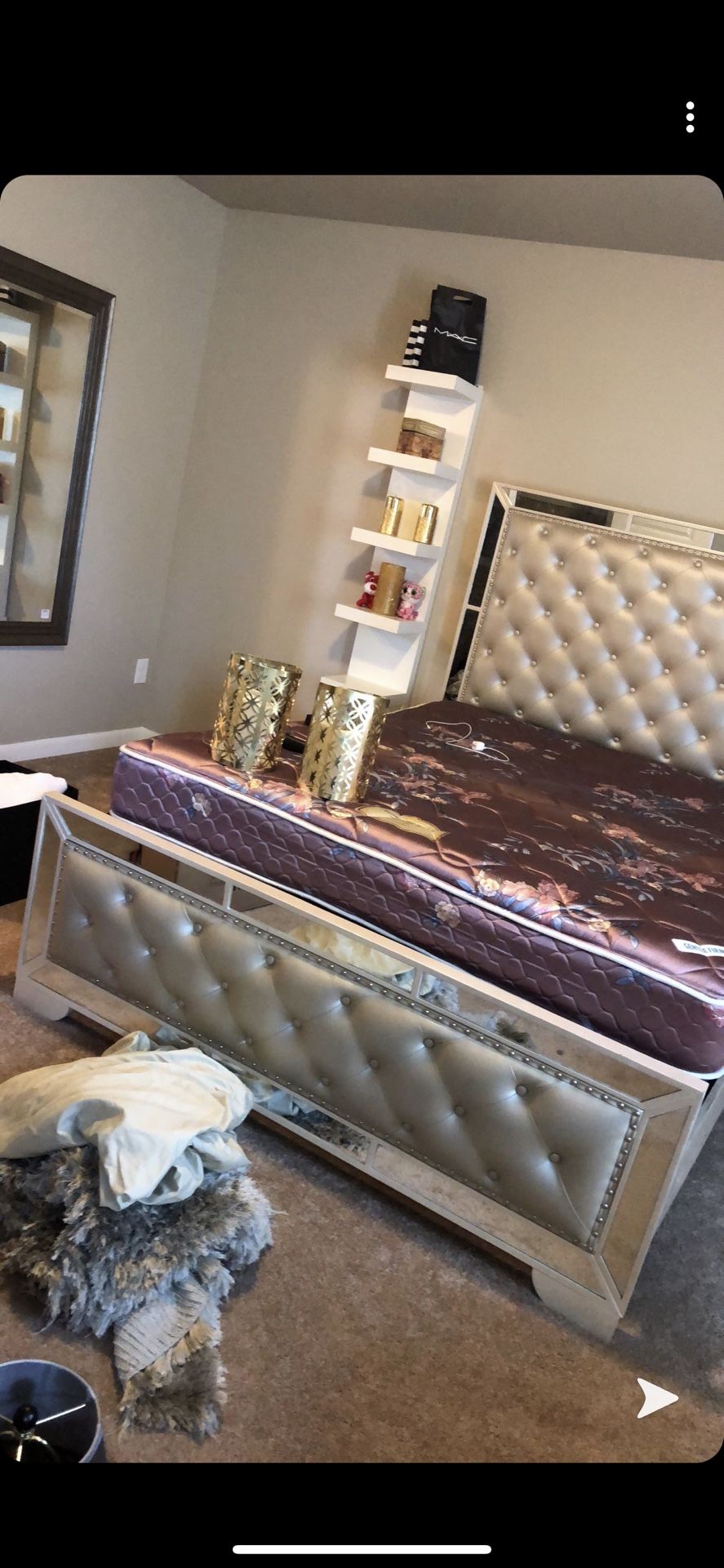 Queen bed and nightstand