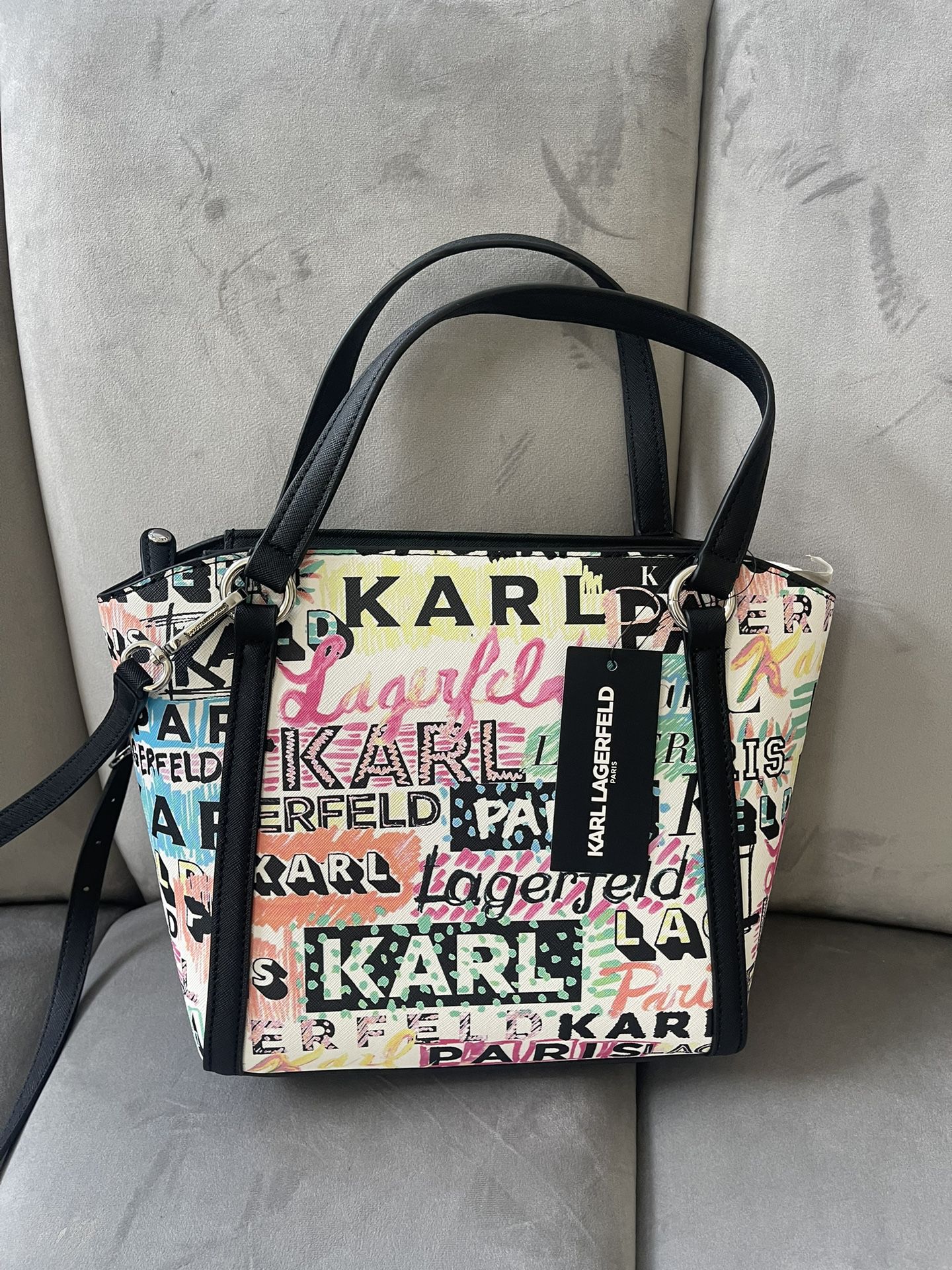 Karl Lagerfeld Paris Logo Explosion Iris Tote Women Totes