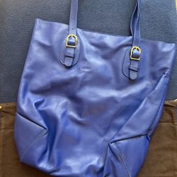 NEW!!  Beautiful Blue Onna Ehrlich Premium Genuine Cowhide Leather Tote