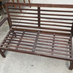 Mid-Century Modern Wooden Outdoor Bench / Loveseat
