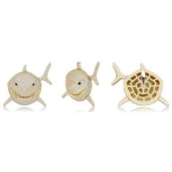 14k Gold Filled Figaro Chain, With Shark Pendant.14k Stamp.