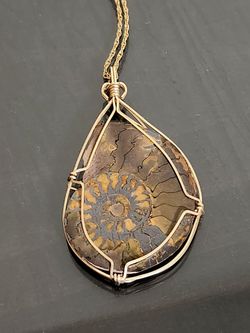 Fossil and gold necklace