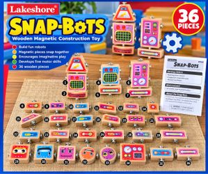LAKESHORE Snap-Bots wooden robot building set complete set of 36 piece pieces new