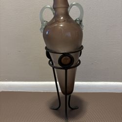 Amphora Style Vase - Glass - 21” With Base 