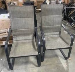New Assembled Set of 2 Patio Dining Chairs Outdoor Padded Textilene Patio Chairs