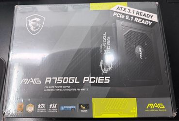 MSI MAG A750GL PCIE5, Fully Modular Compact Gaming 750W Power Supply